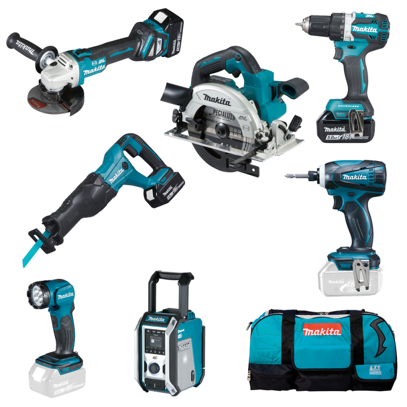 Makita SET 6 Akku-Maschinen + Lampe LXT